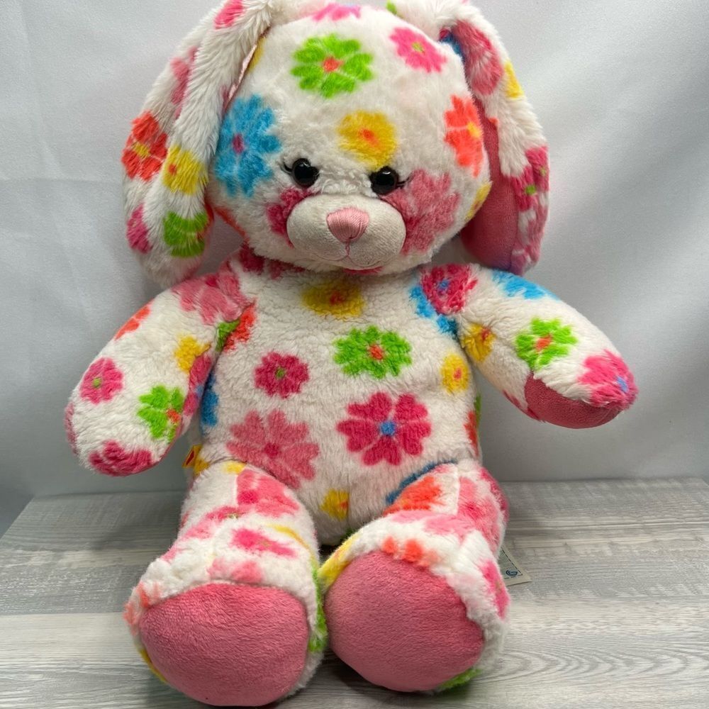 Build A Bear Workshop bright flower stuffed bunny rabbit